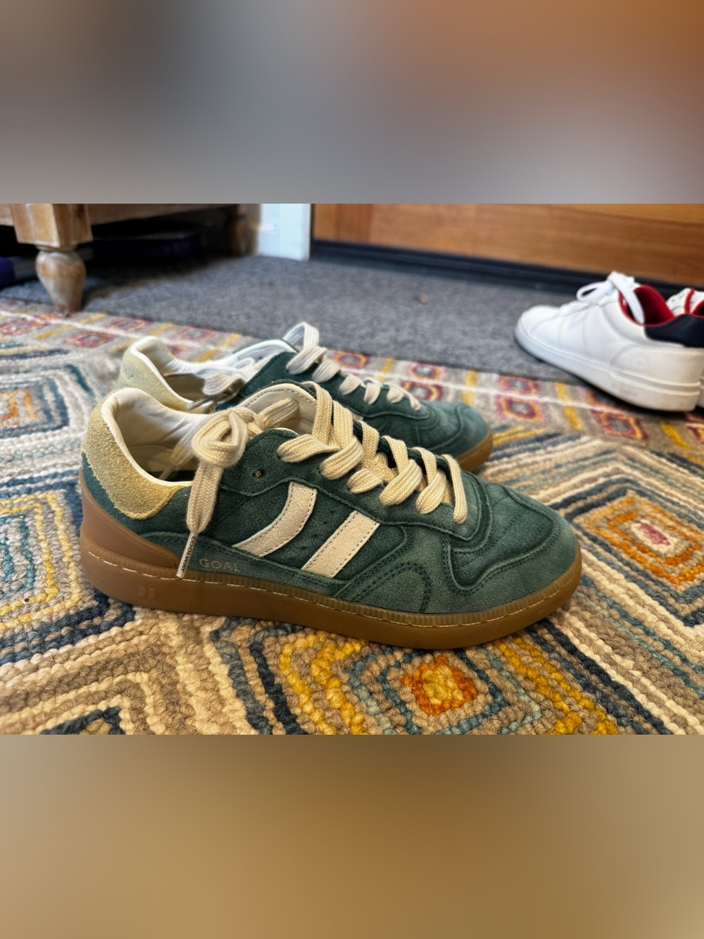 Coolway Green Suede Sneakers with Cream Accents